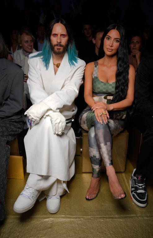 Jared Leto and Kim Kardashian front row at Pharrell fashion show