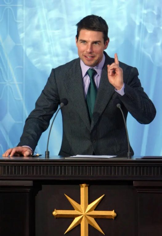 Tom Cruise durante l'inaugurazione della Chiesa di Scientology a Madrid nel 2004.
