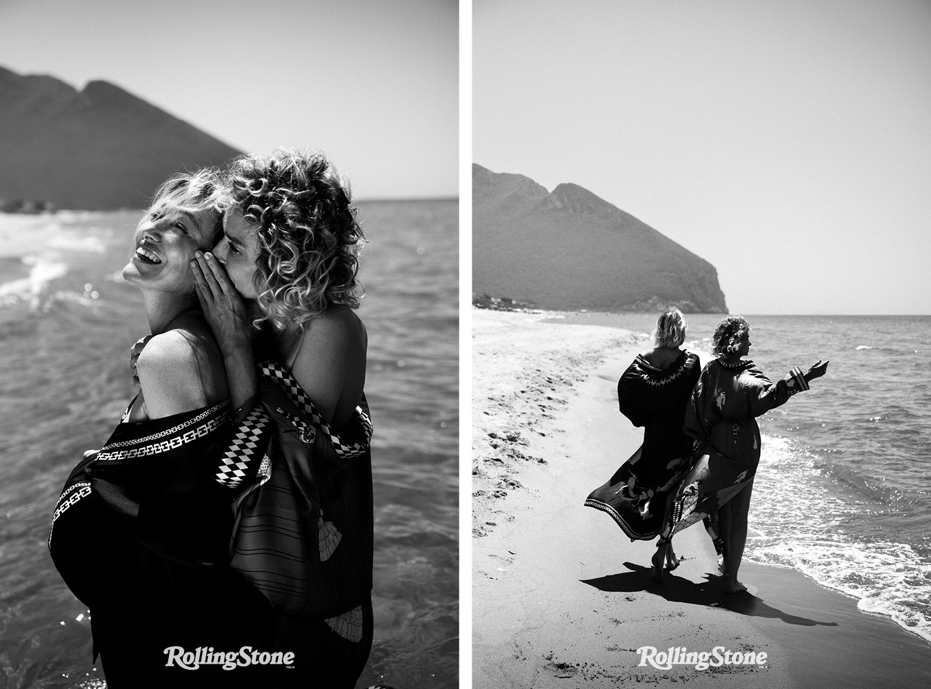 Valeria Golino, kimono: SILKOLOGIE; gioielli: Pomellato. Valeria Bruni Tedeschi, kimono: SILKOLOGIE; gioielli: Barbara Biffoli. Foto: Nicholas Fols