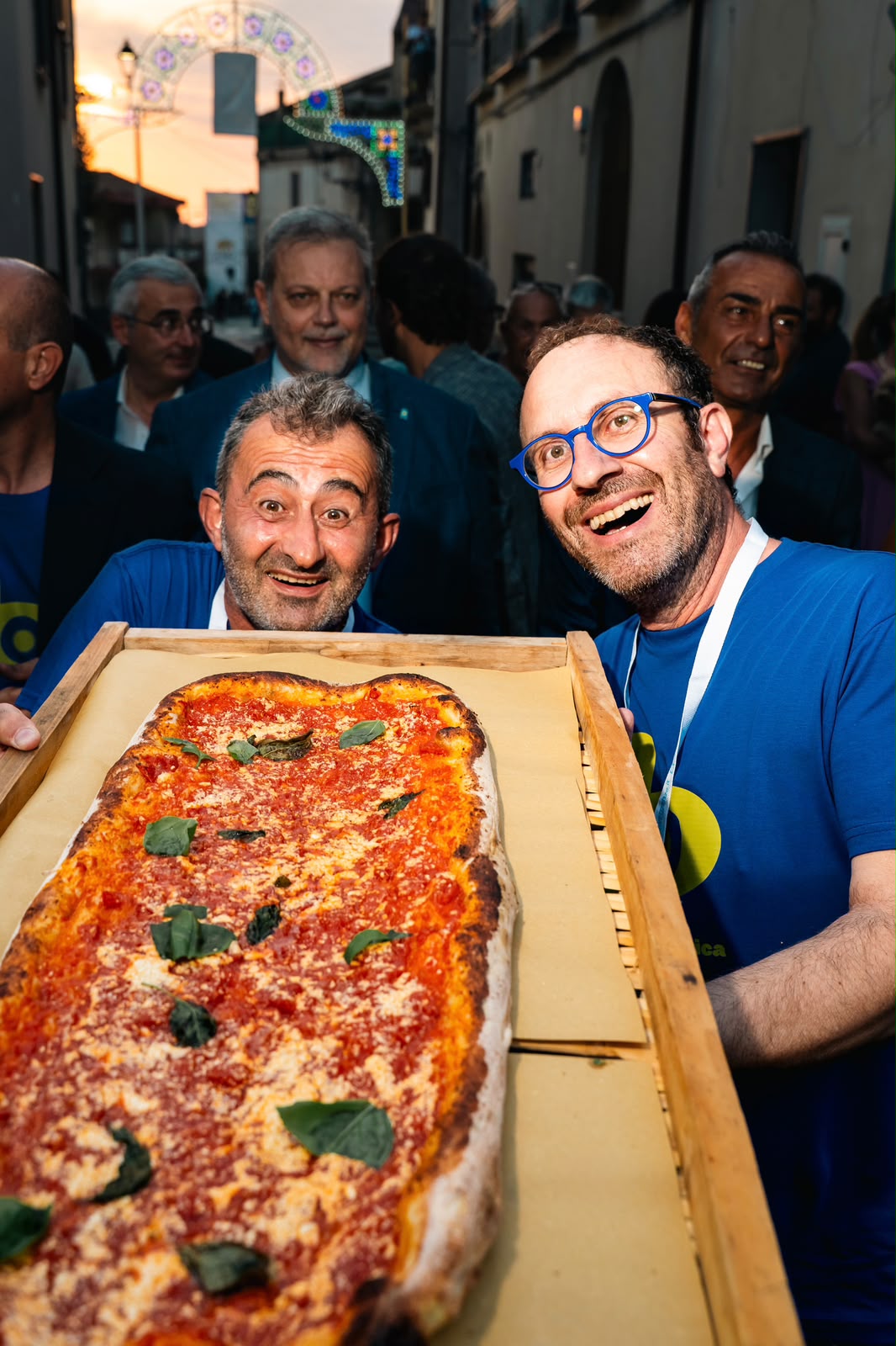 Pietro Manganelli e Giuseppe Coppola alla festa dell'Antica Pizza Cilentana